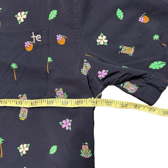 Tipsy Elves Men's Tiki Drinki Black Hawaiian Button Up Size XL - Picture 8 of 9